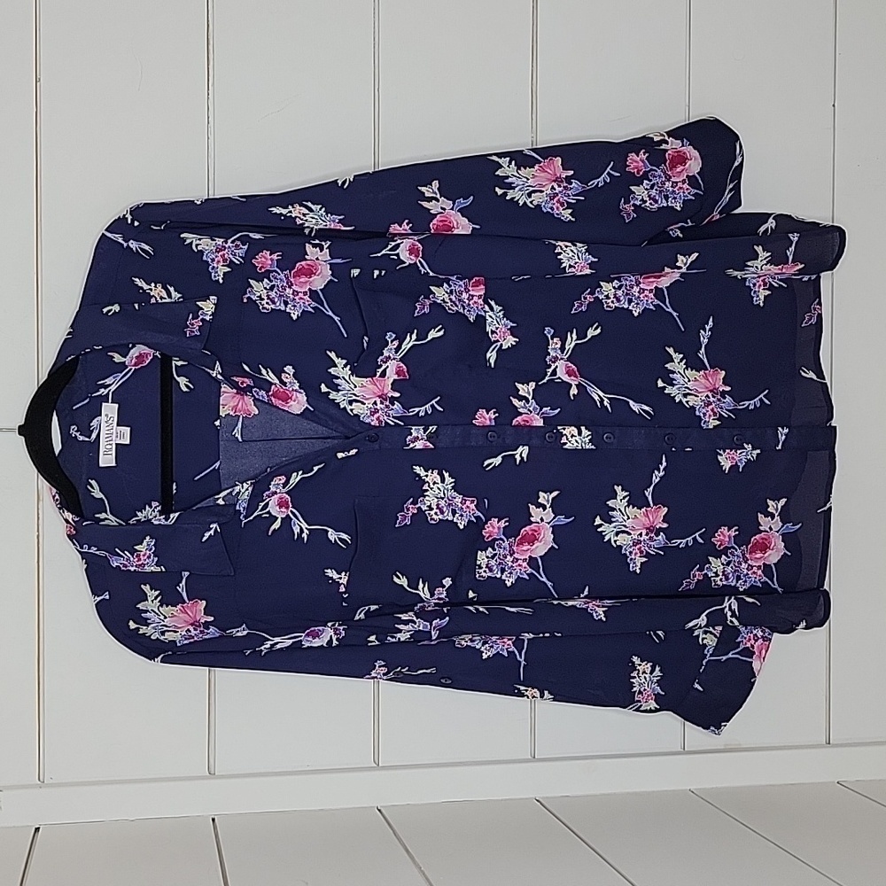 Floral Navy Blouse by Express